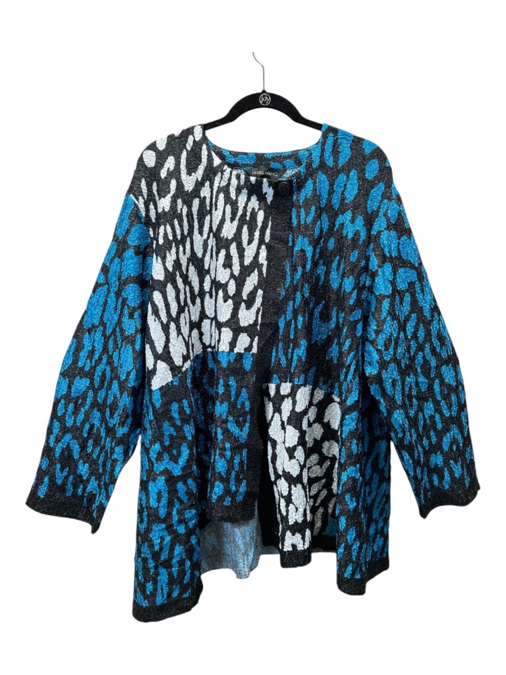 Ming Wang Abstract Animal Print Crinkle Swing Jacket Cardigan 2X Lagenlook Artsy